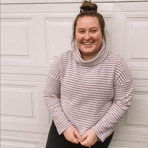 Striped Mock Neck Sweater